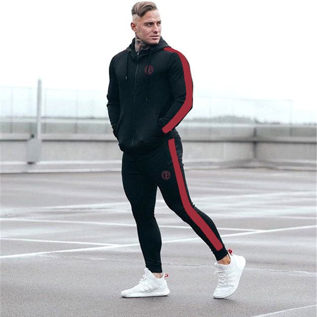 Ensemble sport homme hoodie + pantalon - Survêtement running gym fitness