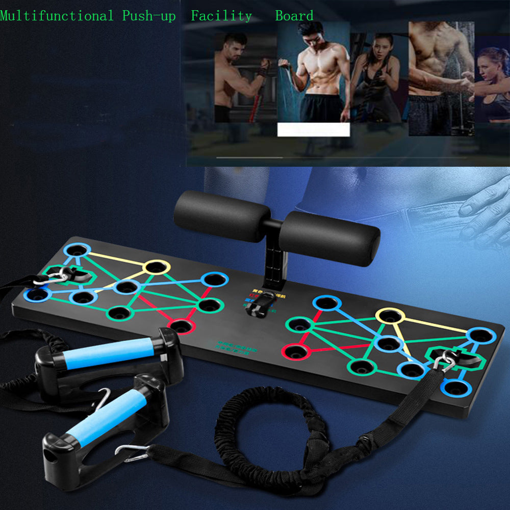 Support pompes avec bandes élastiques - Planche push-up home gym fitness