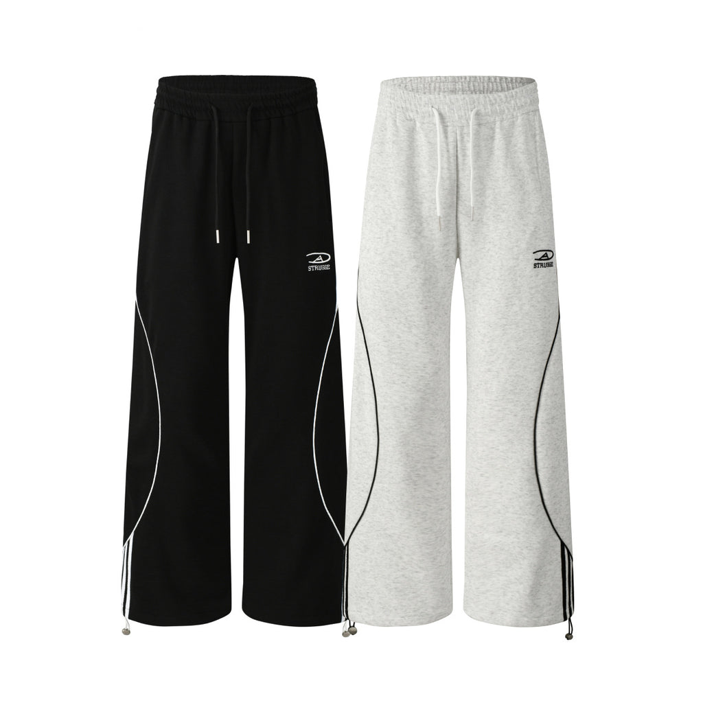 Retro striped sport loose drape wide leg pants