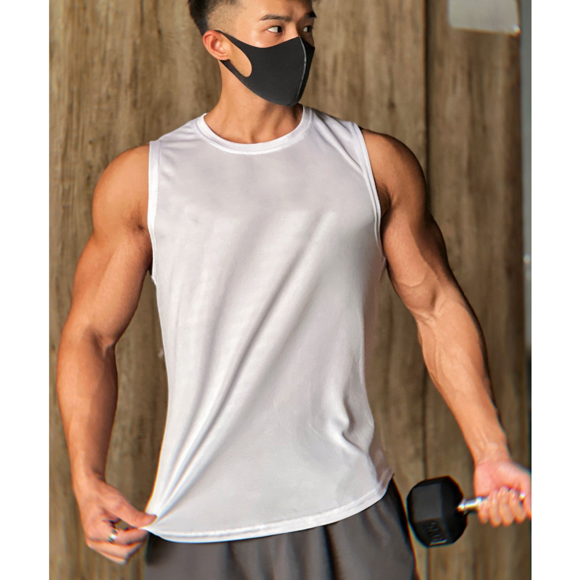 Muscle Fitness Quick-Dry Mesh Backless Top Moisture-Wicking Breathable Training Basketball Sport Trendy Sleeveless T-Shirt Men's