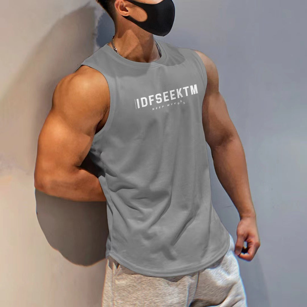 Muscle Fitness Quick-Dry Mesh Backless Top Moisture-Wicking Breathable Training Basketball Sport Trendy Sleeveless T-Shirt Men's