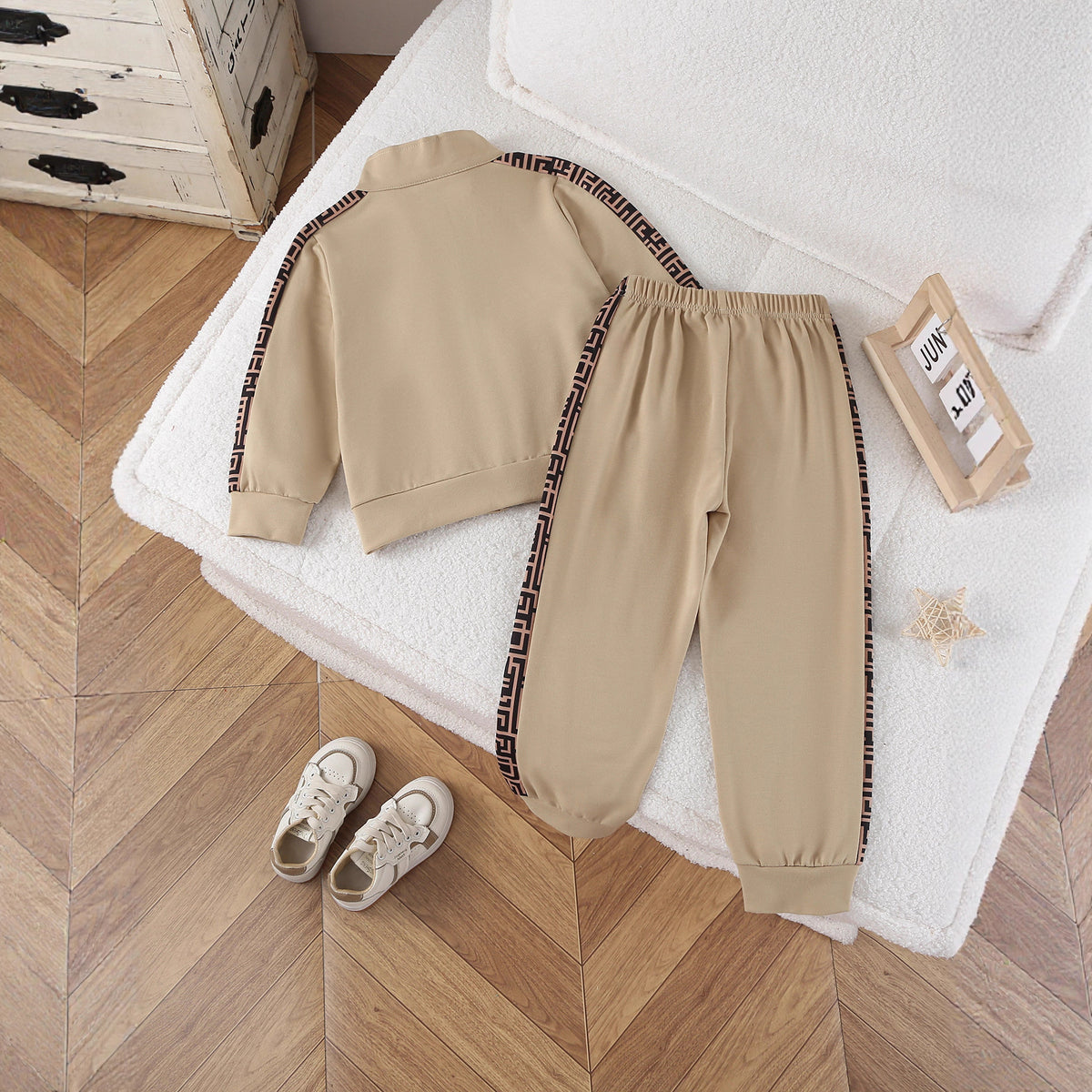 Ensemble sport garçon veste col montant zippée + pantalon élastique