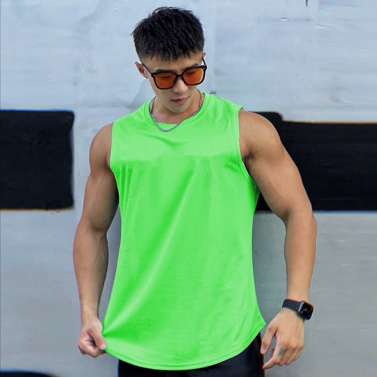 Muscle Fitness Quick-Dry Mesh Backless Top Moisture-Wicking Breathable Training Basketball Sport Trendy Sleeveless T-Shirt Men's