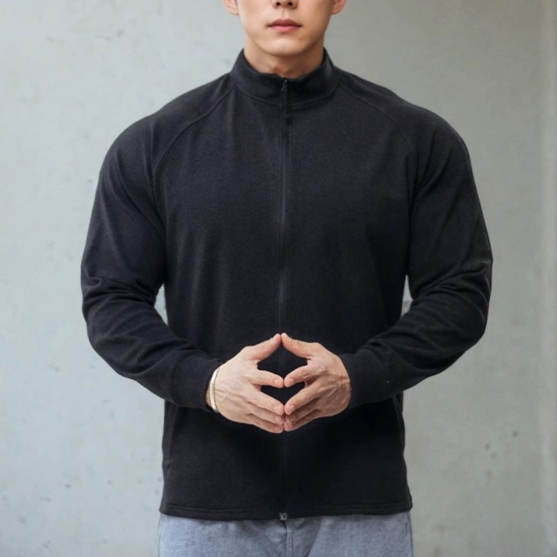 Autumn Winter Heavyweight  Double-Sided Fleece Warm Slim-Fit Zipper Casual Versatile Sport Long Sleeve