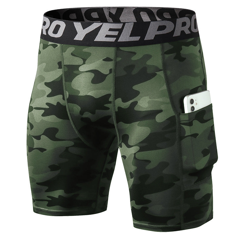 Short PRO gym homme avec poches - Collant sport running séchage rapide