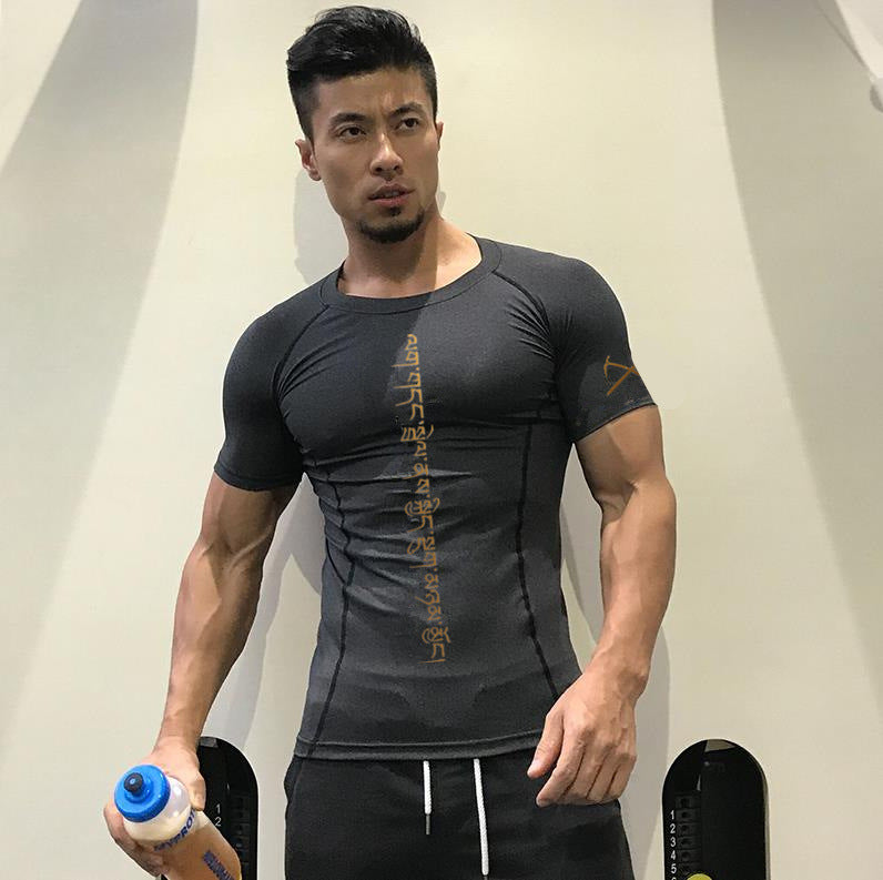 T-shirt compression manches courtes - Haut fitness anti-transpiration homme