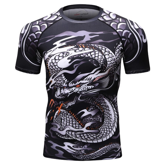 T-shirt compression Rashguard MMA BJJ homme