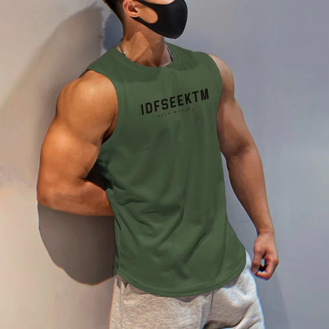 Muscle Fitness Quick-Dry Mesh Backless Top Moisture-Wicking Breathable Training Basketball Sport Trendy Sleeveless T-Shirt Men's