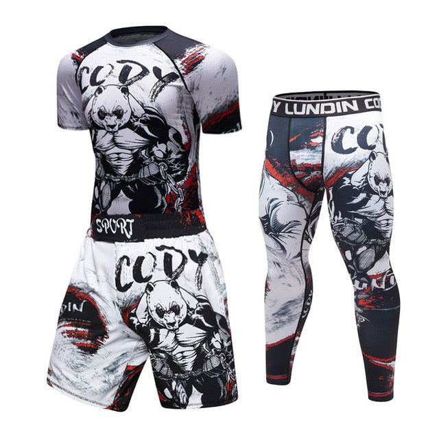 T-shirt compression Rashguard MMA BJJ homme