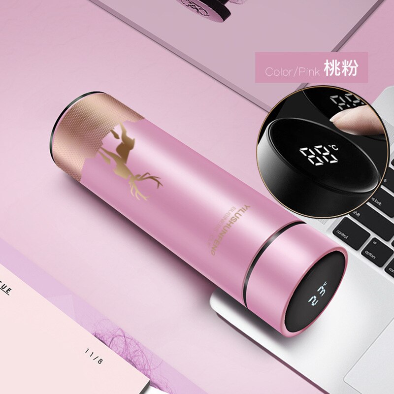 500ML Thermos Vakuumflaschen Temperaturanzeige 304 Edelstahl Wasserflasche Reise Sport Zuhause Große Tassen Becher Geschenk für Männer Frauen