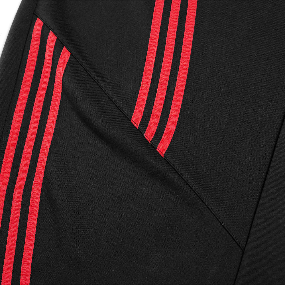 Striped patchwork three bar sport casual curved knife pants