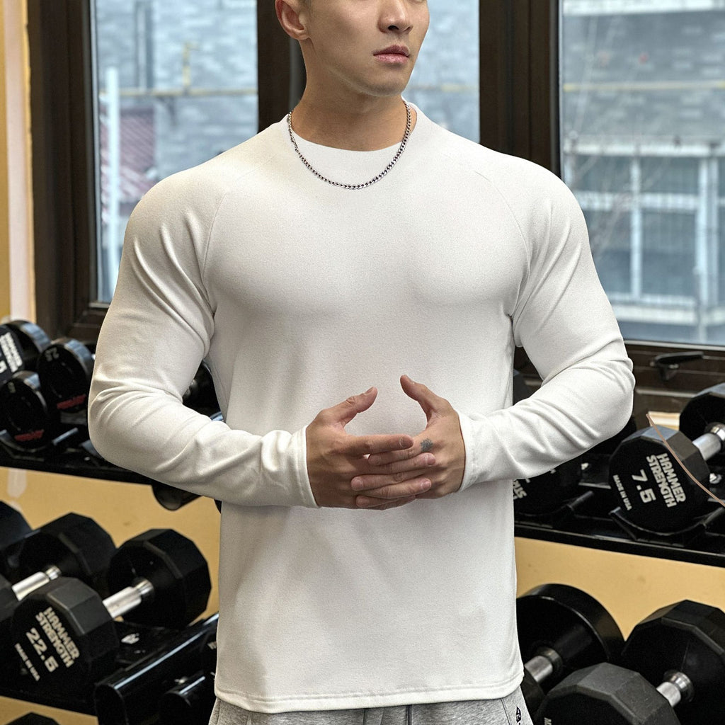 Fitness Top High Neck Brother New Round Neck Men's T-Shirt De Rong Running Long Sleeve Casual Sport Autumn Winter
