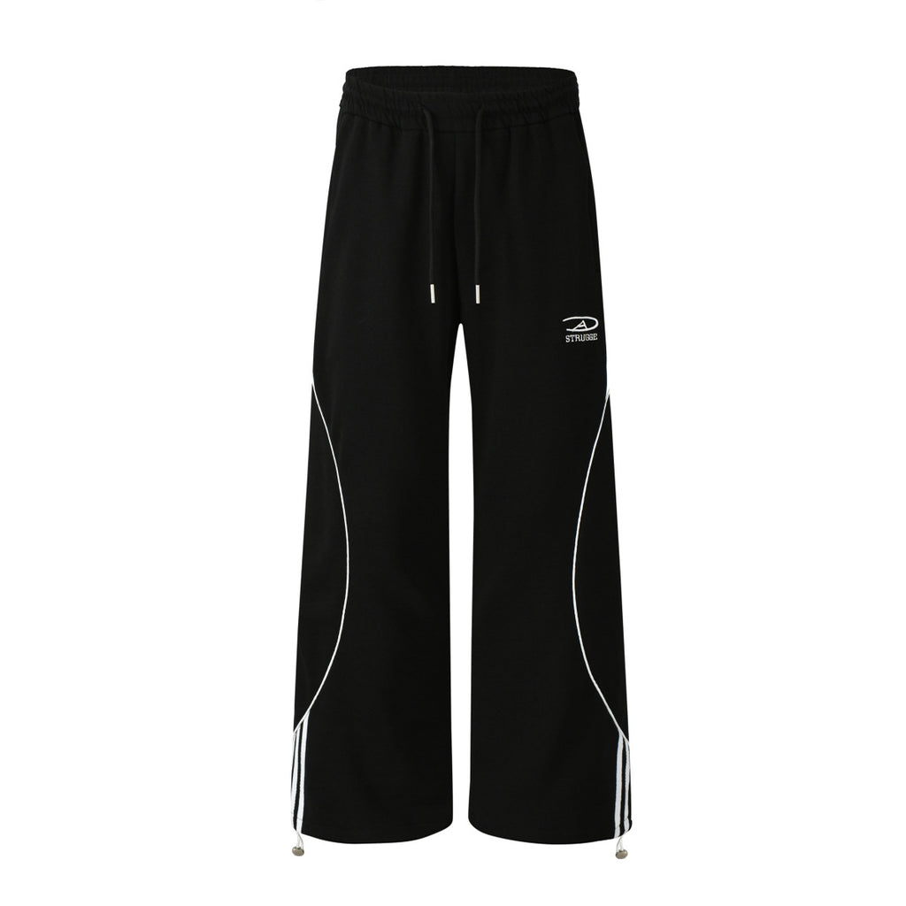 Retro striped sport loose drape wide leg pants
