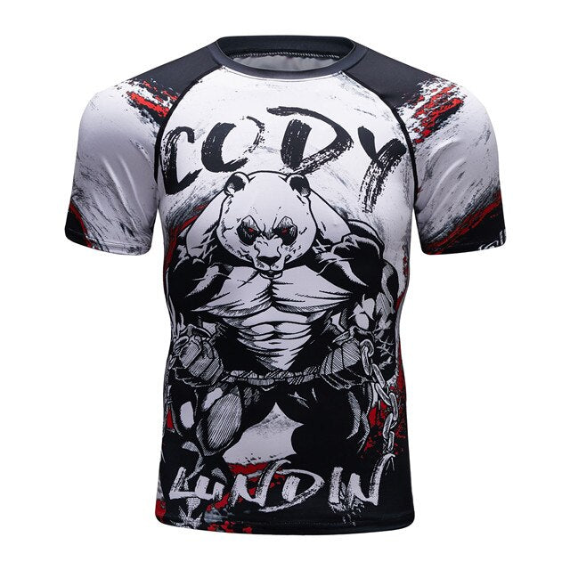 T-shirt compression Rashguard MMA BJJ homme