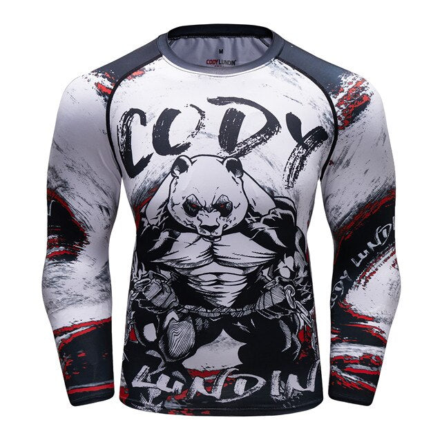 T-shirt compression Rashguard MMA BJJ homme