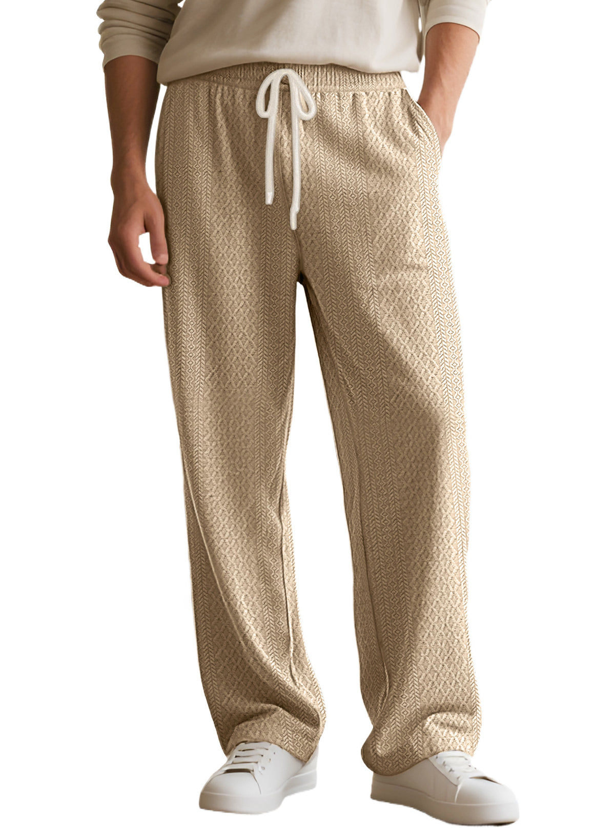 Drawstring sport casual straight leg pants