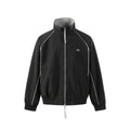 Patchwork Double-Zip Stand Collar Sport Casual Jacket