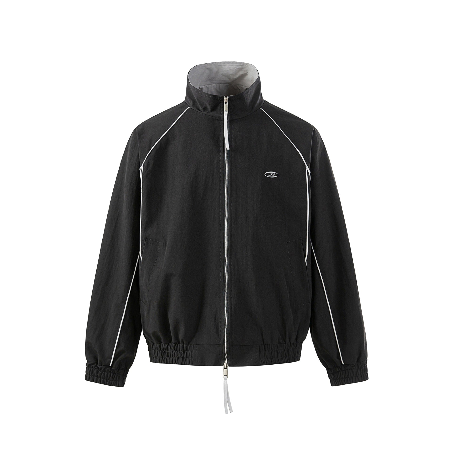 Patchwork Double-Zip Stand Collar Sport Casual Jacket