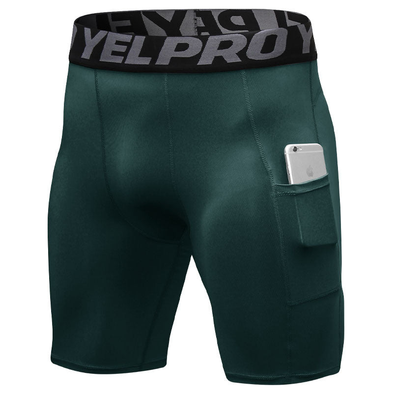 Short PRO gym homme avec poches - Collant sport running séchage rapide