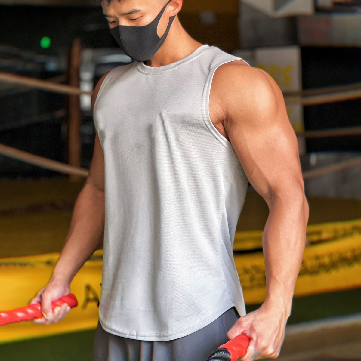 Muscle Fitness Quick-Dry Mesh Backless Top Moisture-Wicking Breathable Training Basketball Sport Trendy Sleeveless T-Shirt Men's