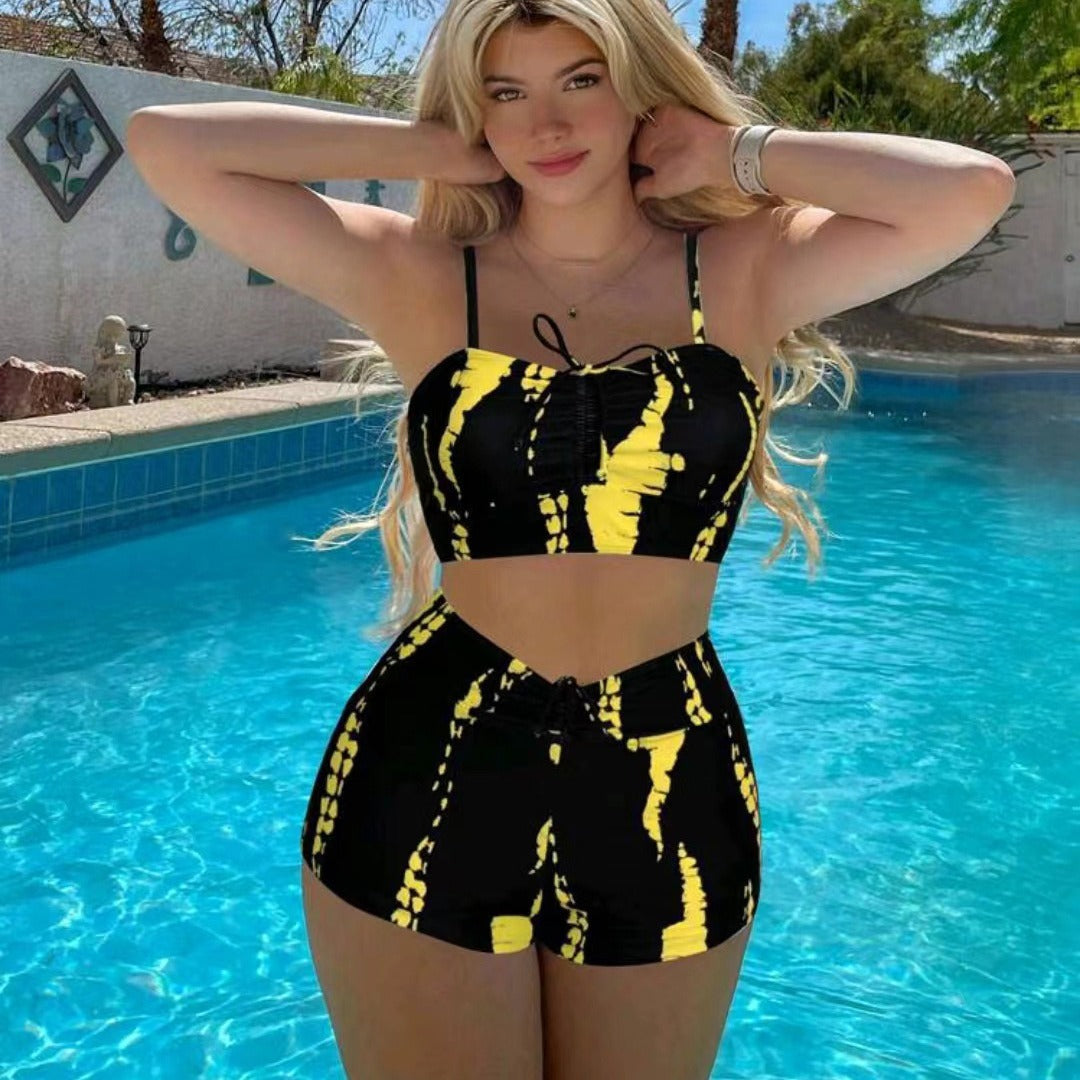 Maillot de bain bikini taille haute femme