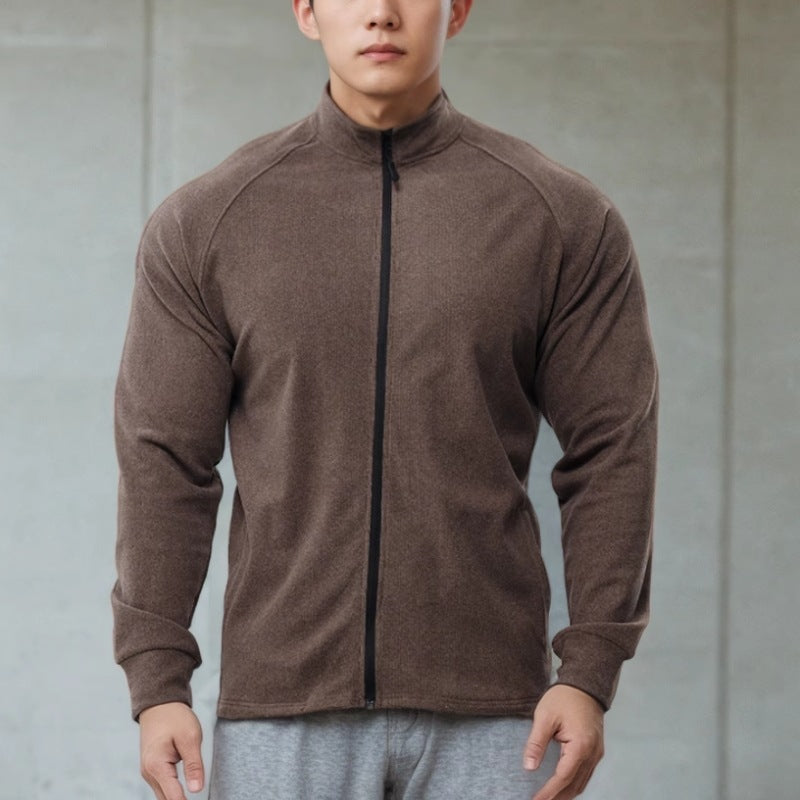 Autumn Winter Heavyweight  Double-Sided Fleece Warm Slim-Fit Zipper Casual Versatile Sport Long Sleeve