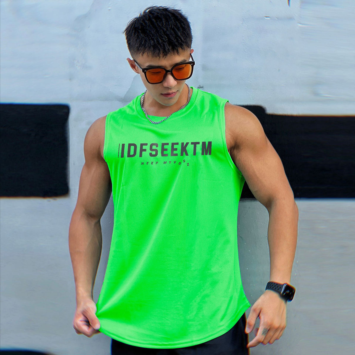 Muscle Fitness Quick-Dry Mesh Backless Top Moisture-Wicking Breathable Training Basketball Sport Trendy Sleeveless T-Shirt Men's