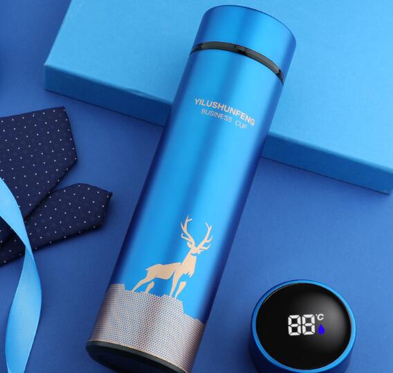 500ML Thermos Vakuumflaschen Temperaturanzeige 304 Edelstahl Wasserflasche Reise Sport Zuhause Große Tassen Becher Geschenk für Männer Frauen