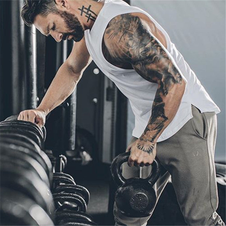 Muscle Master Training Vest Summer Men's Sport Fitted Workout Fitness Breathable Elastic Casual Sleeveless