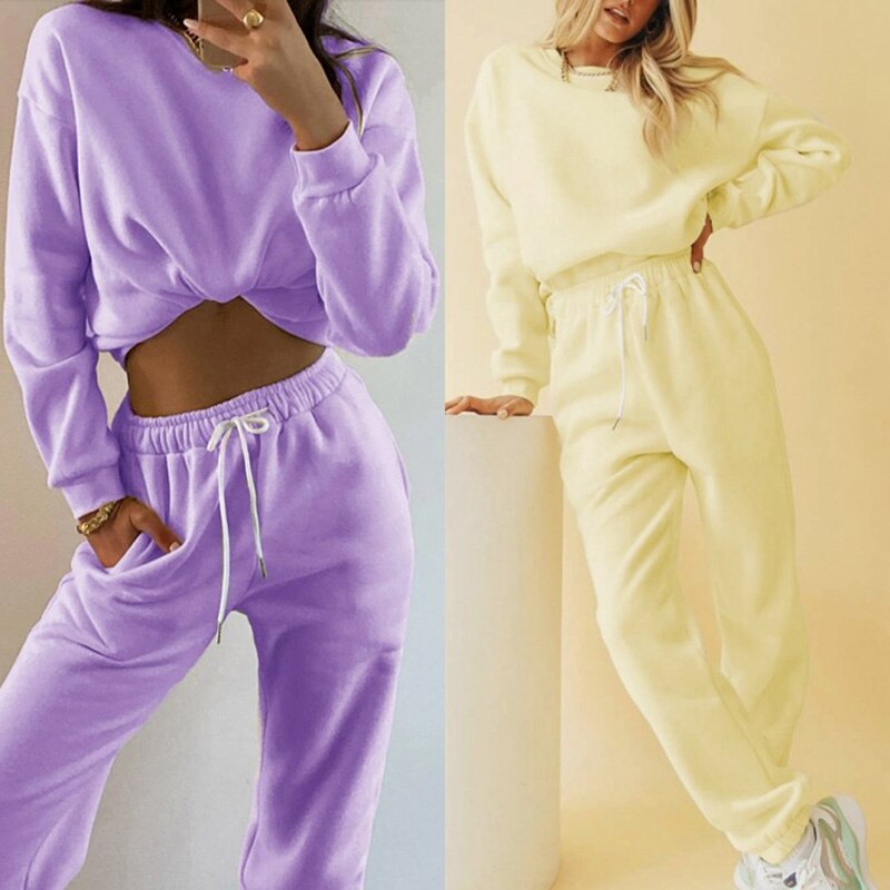 Ensemble sweat femme 2 pièces automne - Hoodie + pantalon sport casual