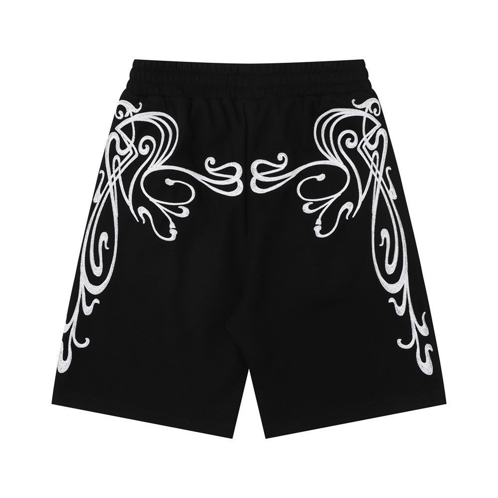 Floral Embroidered Loose Sport Pentagram Pants