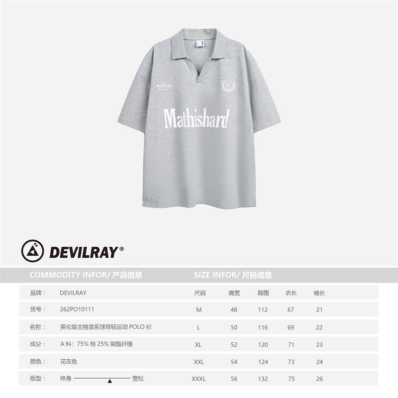 Streetwear Printed Polo Shirt Short Sleeve Men's Sport Casual T-Shirt