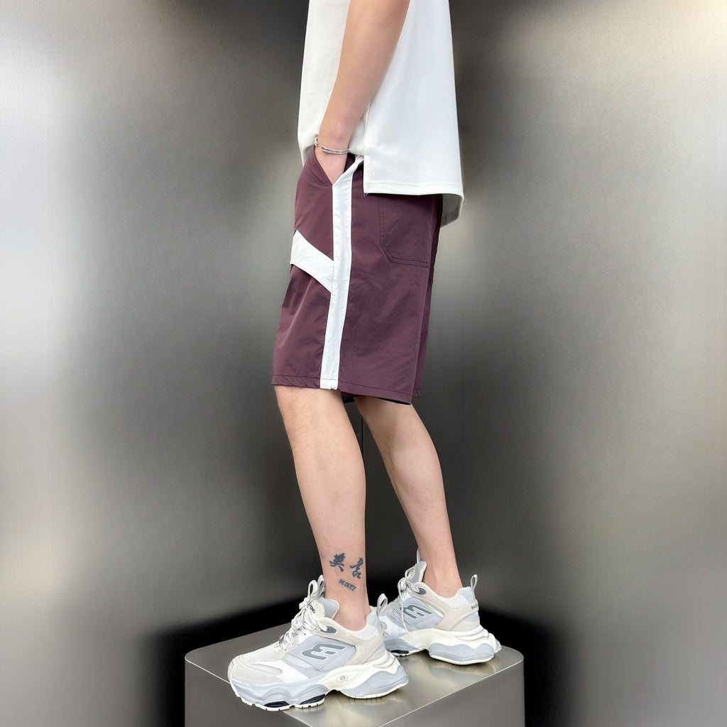 Straight sport quick drying beach color blocked five quarter pants