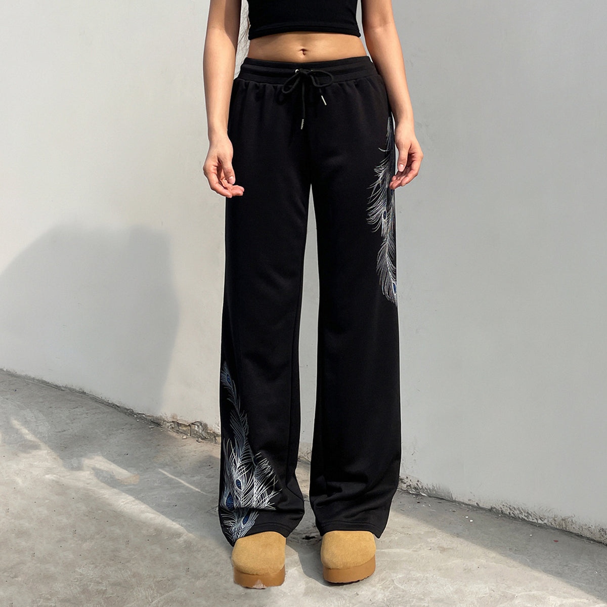 Schwarze bequeme vielseitige Freizeithose für Damen