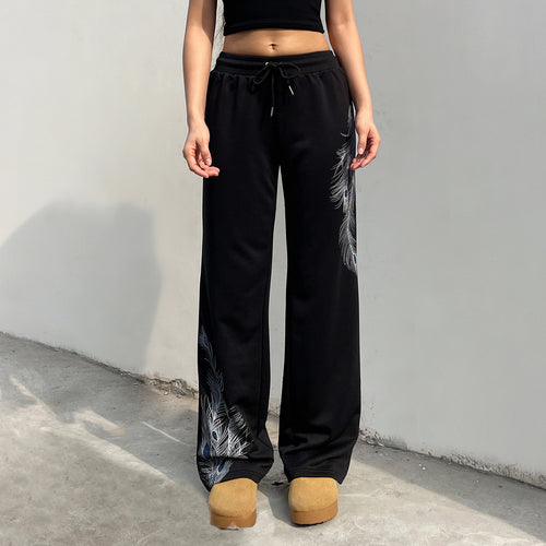 Black sport comfortable versatile casual pants for women