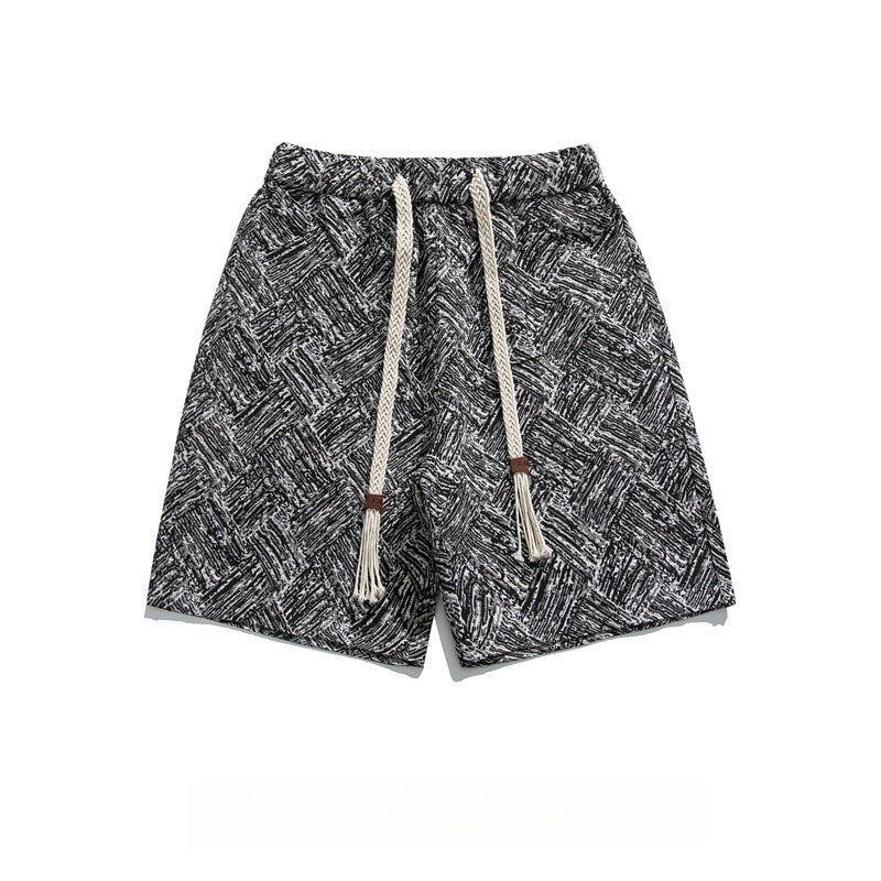 Plaid jacquard sport versatile beach five quarter pants