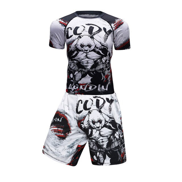 T-shirt compression Rashguard MMA BJJ homme