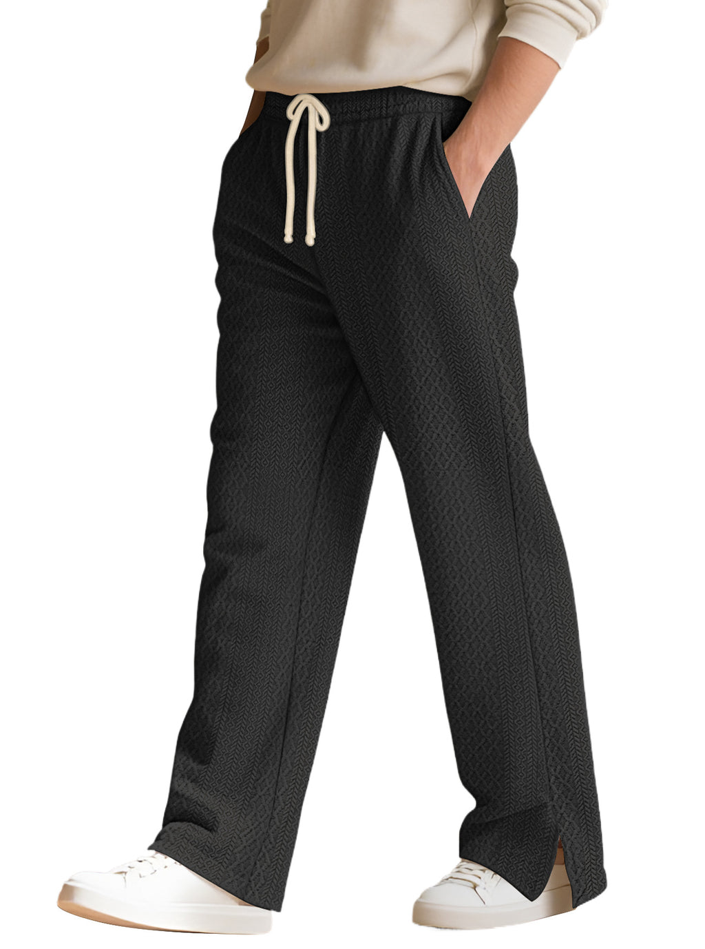 Drawstring sport casual straight leg pants