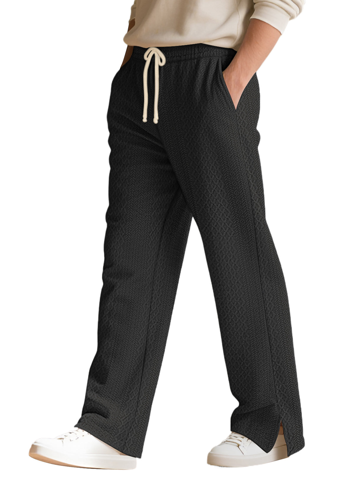 Drawstring sport casual straight leg pants