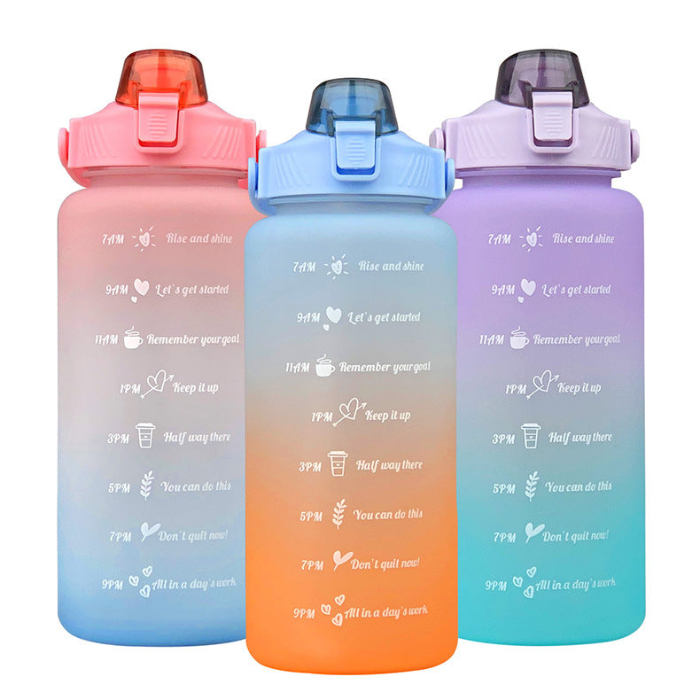 Bouteille sport 2L avec graduation horaire - Gourde outdoor portable