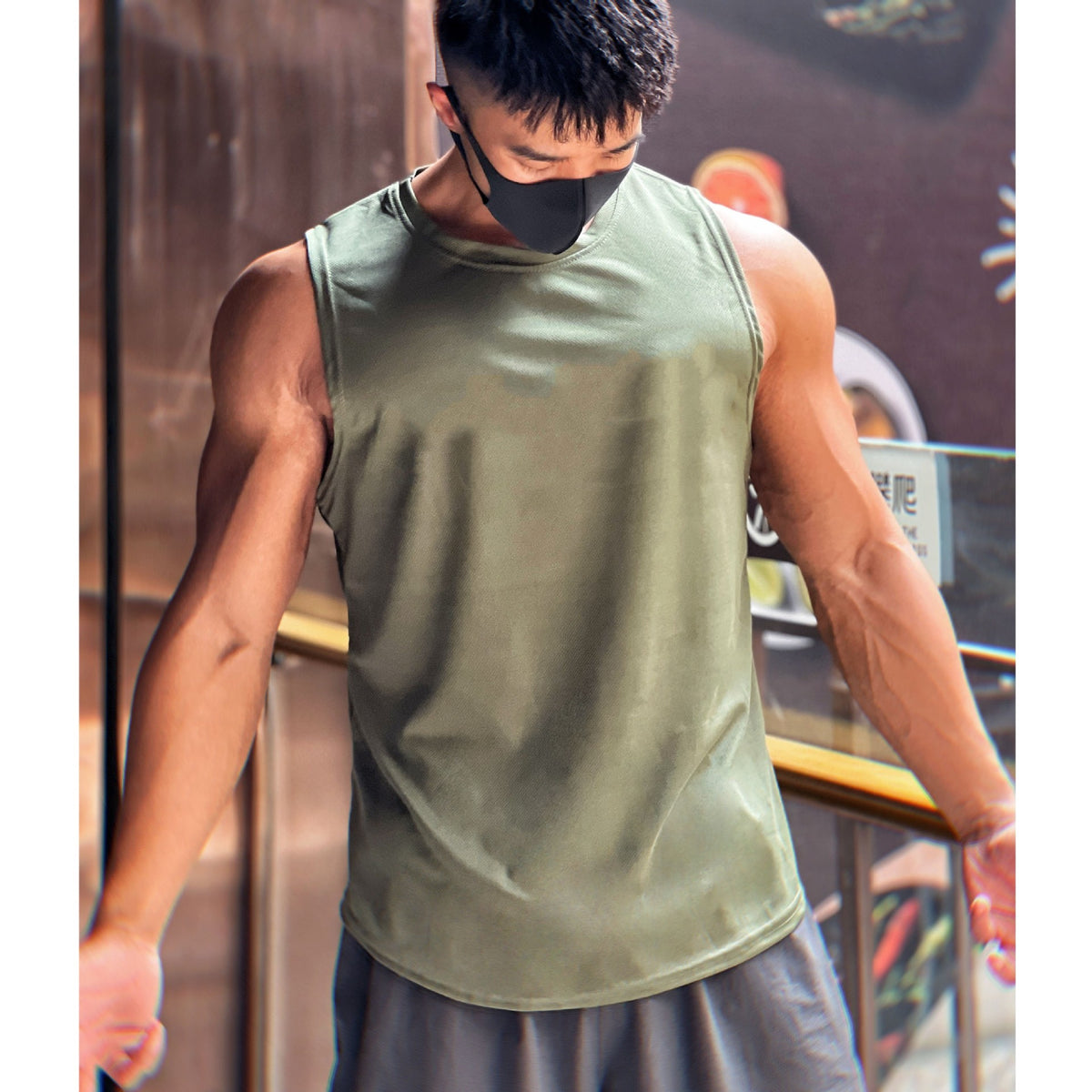 Muscle Fitness Quick-Dry Mesh Backless Top Moisture-Wicking Breathable Training Basketball Sport Trendy Sleeveless T-Shirt Men's