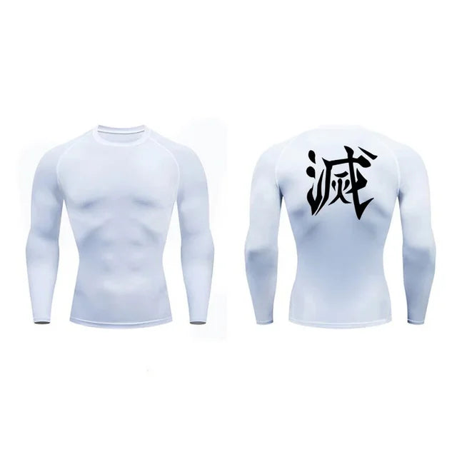 T-shirt compression imprimé Demon Slayer homme - Haut gym fitness séchage rapide