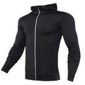 T-shirt running zippé à capuche homme - Haut compression manches longues gym fitness
