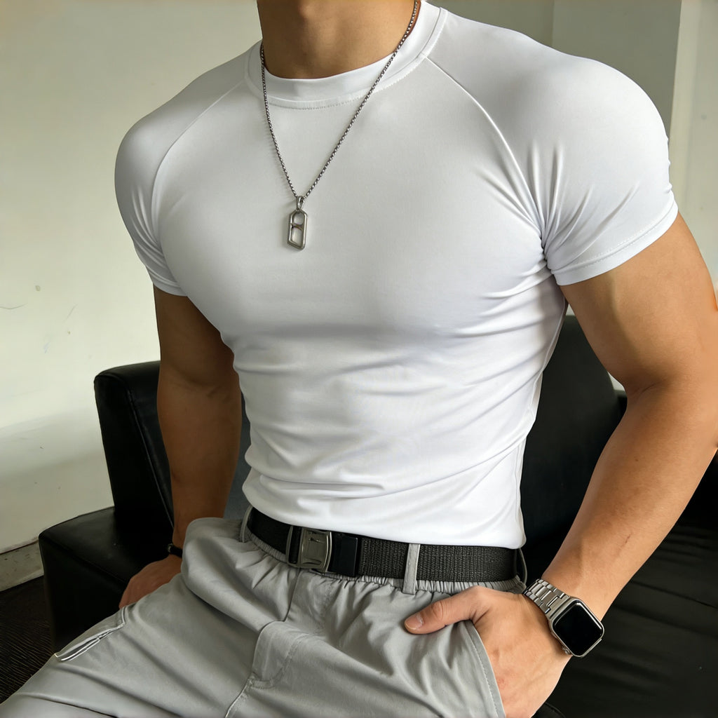 T-shirt compression 3/4 manches homme - Haut athlétique fitness volleyball