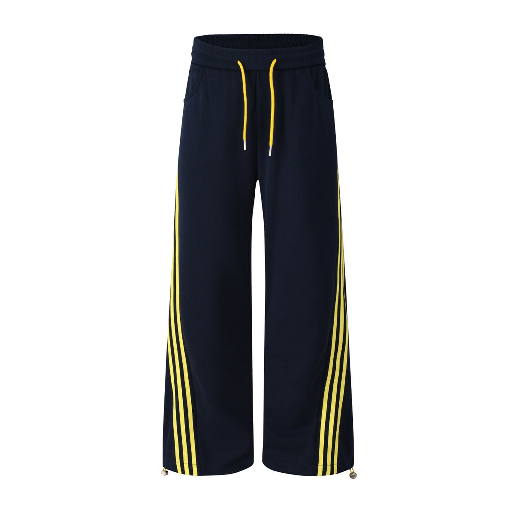 Retro striped sport loose drape wide leg pants