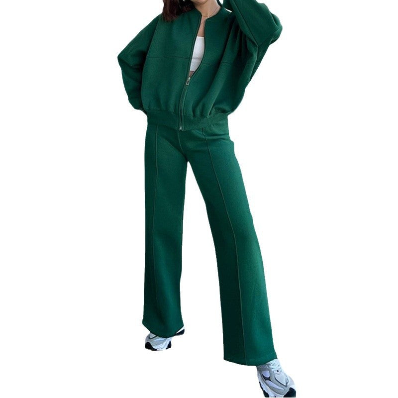 Solid Color Loose Tie-Waist Hoodie Sport Set Pants Outfit