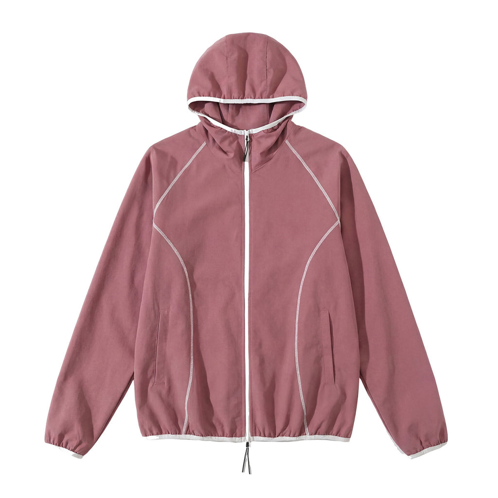 Color-Blocking Hooded Windbreaker Jacket Casual Training Sport Cardigan