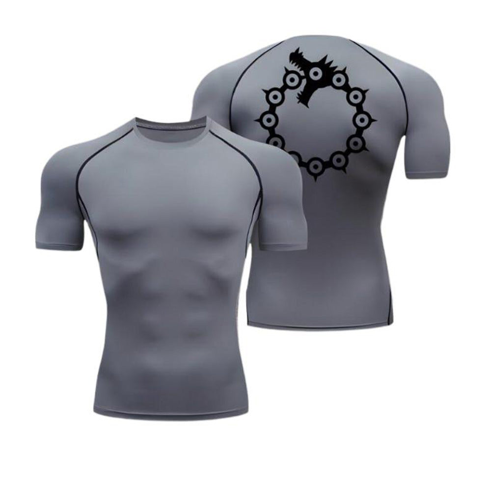 Cropped Fitted Short Sleeve T-Shirt  Quick-Dry Breathable Basketball Running Training Base Layer Sport Fitness Top