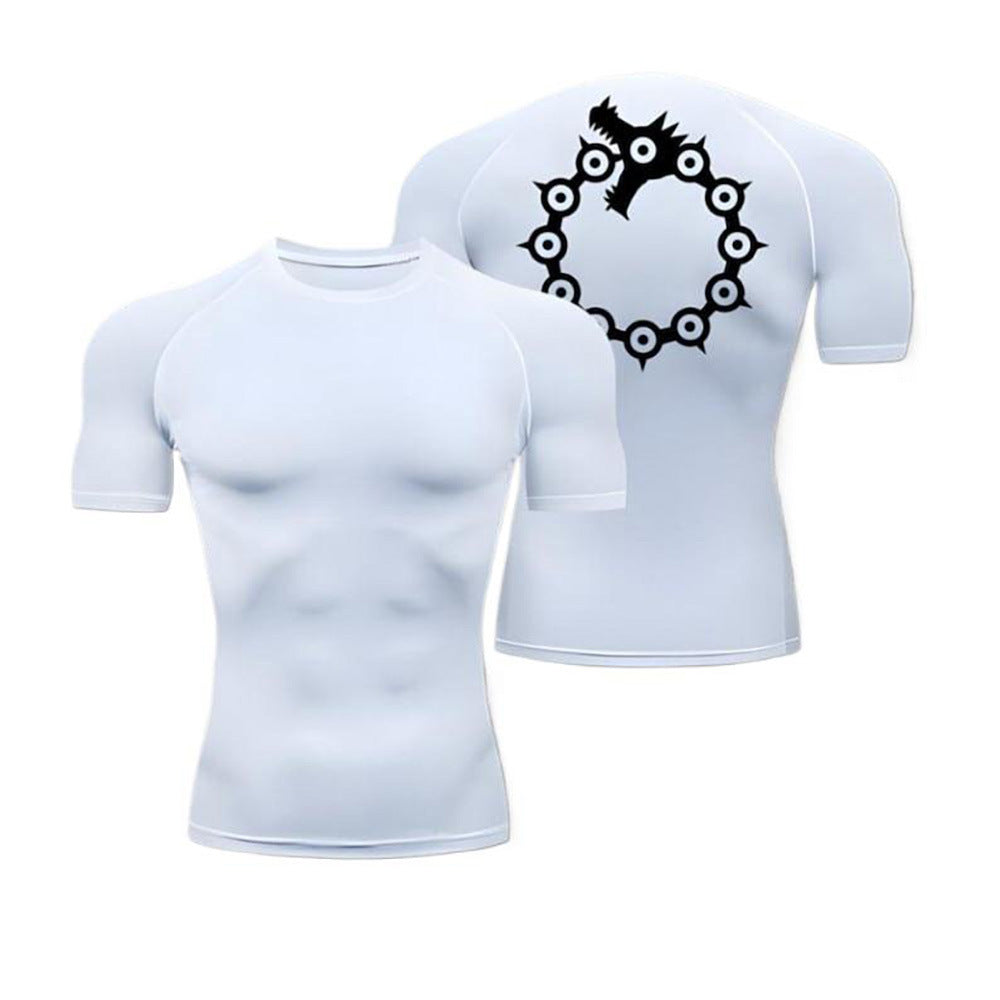Cropped Fitted Short Sleeve T-Shirt  Quick-Dry Breathable Basketball Running Training Base Layer Sport Fitness Top
