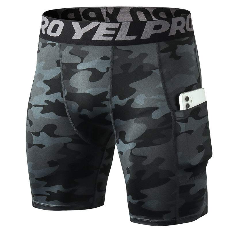 Short PRO gym homme avec poches - Collant sport running séchage rapide